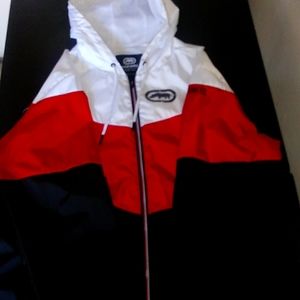 Ecko: Black, red and white jacket with hood.